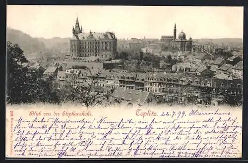 AK Teplitz Schönau / Teplice, Blick von der Stephanshöhe