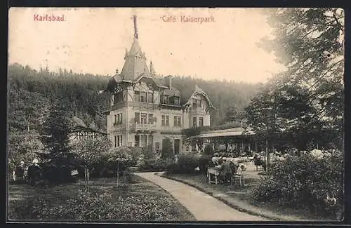 AK Karlsbad, Café Kaiserpark