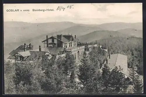 AK Goslar / Harz, Steinberg-Hotel aus der Vogelschau