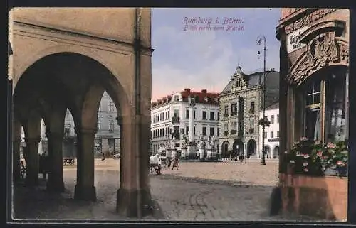 AK Rumburg / Rumburk, Durchblick zum Marktplatz