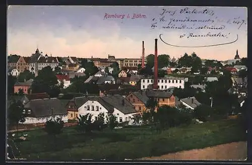 AK Rumburg / Rumburk, Panorama Stadt