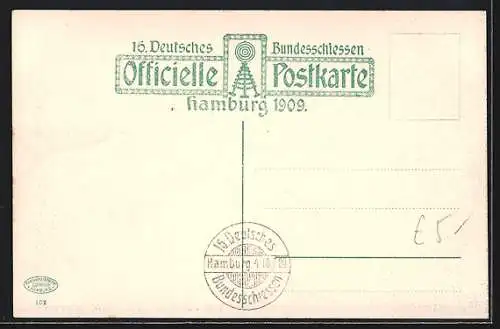 Künstler-AK Hamburg, 16. Deutsches Bundesschiessen 1909, Ehrenhof