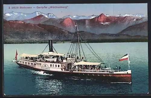 AK Salondampfer Württemberg auf dem Bodensee