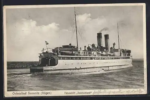 AK Sassnitz /Rügen, Fährschiff Deutschland vor der Küste