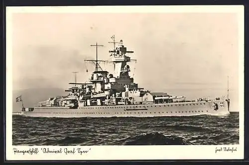 AK Panzerschiff Admiral Graf Spee auf dem Meer