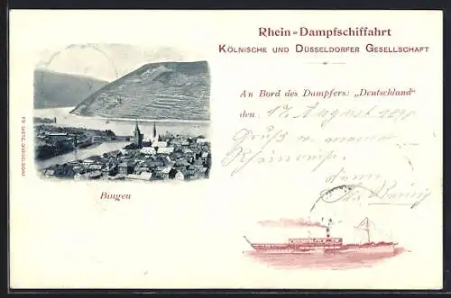 AK Dampfer Deutschland der Rhein-Dampfschiffahrt Kölnische und Düsseldorfer Gesellschaft, Bingen