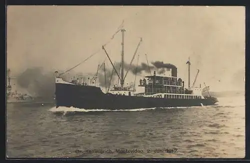 AK Montevideo, Passagierschiff Dr. Kemmerich, 2.6.1912