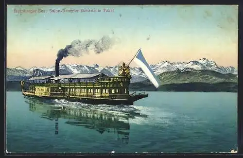 AK Salondampfer Bavaria in Fahrt auf dem Starnberger See