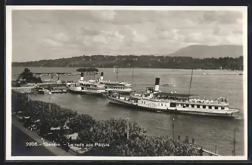 AK Genève, La rade aux Paquis, Salondampfer Montreux und Vevey