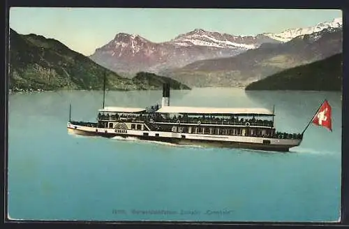 AK Salondampfer Germania auf dem Vierwaldstättersee