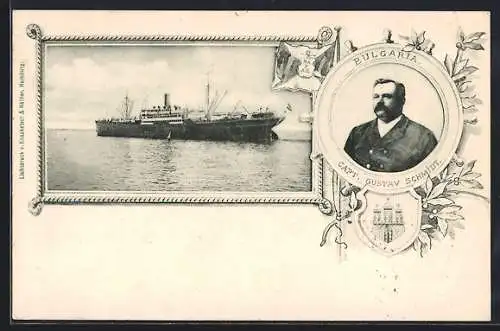 AK Passagierschiff Bulgaria auf hoher See, Capt. Gustav Schmidt