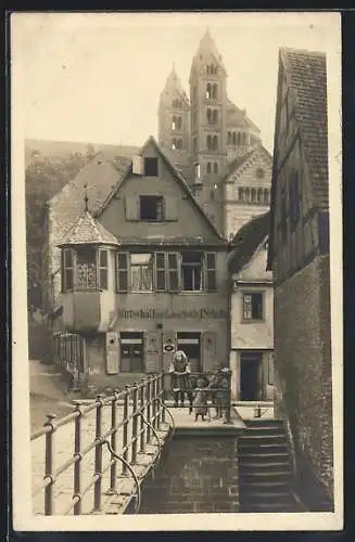 AK Speyer, Gasthaus zum Halben Mond v. F. Schultz an der Sonnenbrücke