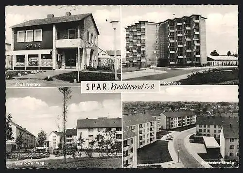 AK Nedderend / Hollingstedt, Kaufhaus Spar Frerichs, Hochhaus und Rostocker Strasse