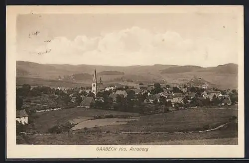 AK Garbeck /Arnsberg, Ortsansicht mit Kirche