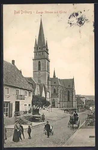 AK Bad Driburg, Lange Strasse und Kirche