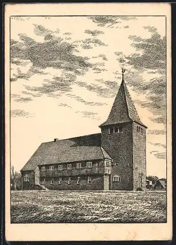 AK Hamburg-Wellingsbüttel, Blick auf die Stadtkirche