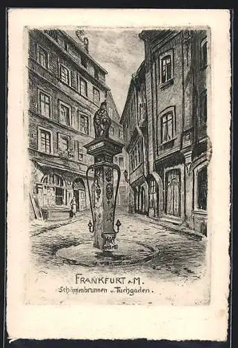 AK Alt-Frankfurt, Schöppenbrunnen und Tuchgarten