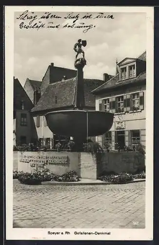 AK Speyer a. Rh., Blick auf das Gefallenen-Denkmal