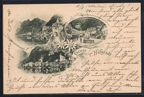 AK Hallstatt, Totalansicht, Marktplatz, Ortsansicht