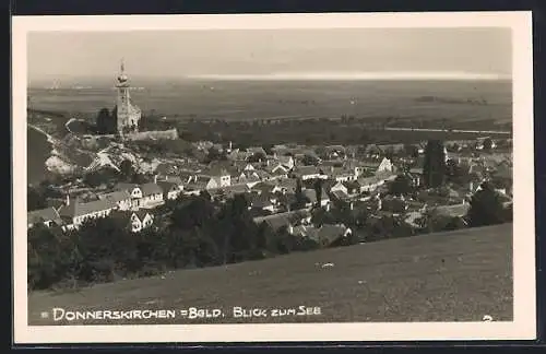 AK Donnerskirchen /Bgld., Ortsansicht mit Blick zum See