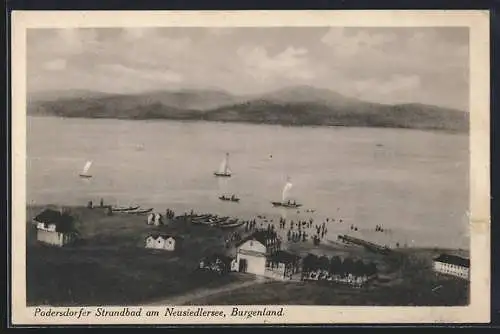 AK Podersdorf, Strandbad mit Badenden am Neusiedlersee