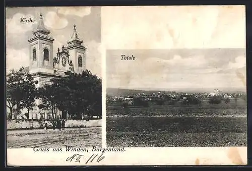 AK Winden am See, Blick auf Kirche, Ortsansicht