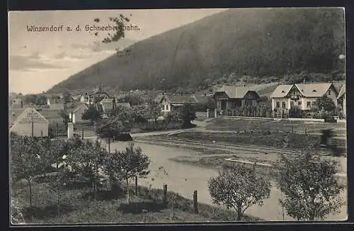 AK Winzendorf a. d. Schneebergbahn, Partie am Fluss