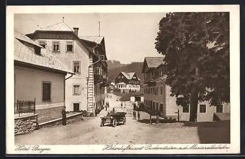 AK Puchenstuben /Mariazellerbahn, Strassenpartie mit Hotel Burger