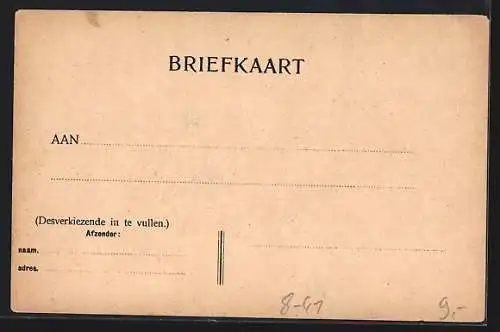 Lithographie Gebrande Koffies De Gulden Bie, Antwerpen, Kaffee-Reklame, Holländer in Tracht am Strand