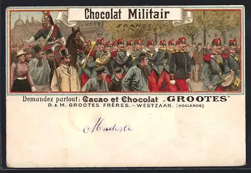 Lithographie Französische Militärparade, Cacao et Chocolat Grootes