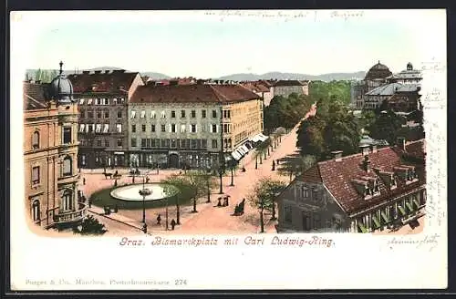 AK Graz, Bismarckplatz mit Carl Ludwig-Ring