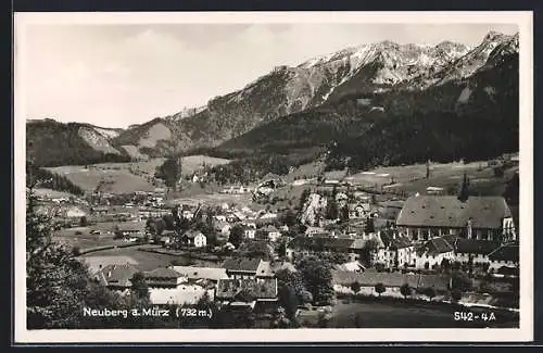 AK Neuberg a. Mürz, Ansicht mit Bergen