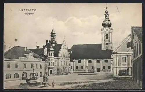 AK Hartberg, Hauptplatz mit Restauration Anton Gerlitz