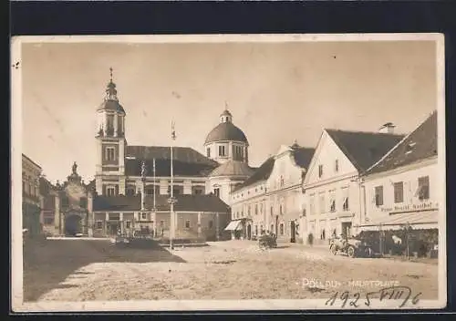 AK Pöllau, Hauptplatz mit Gasthaus