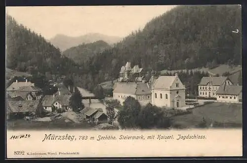 AK Mürzsteg, Teilansicht mit Kaiserl. Jagdschloss