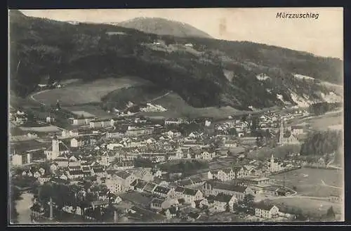 AK Mürzzuschlag, Ortsansicht aus der Vogelschau