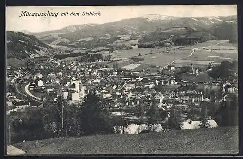 AK Mürzzuschlag, Ansicht mit dem Stuhleck