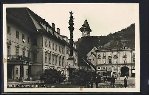 AK Graz, Karmeliterplatz mit Denkmal