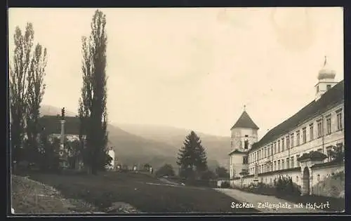 AK Seckau, Zellenplatz mit Gasthaus Hofwirt