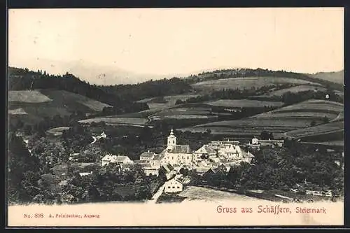 AK Schäffern, Gesamtansicht mit Landschaftsblick