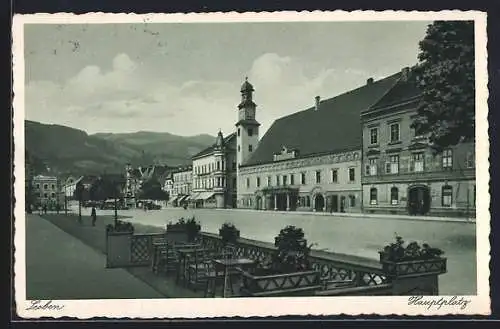 AK Leoben, Hauptplatz mit Blick zum Rathaus