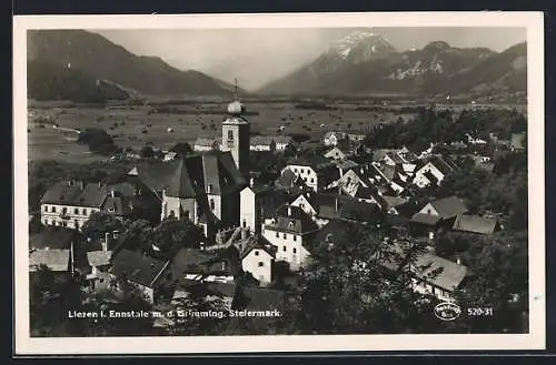 AK Liezen i. Ennstale, Teilansicht mit Kirche und dem Grimming