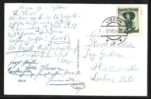 AK Liezen i. Ennstale, Teilansicht mit Kirche und dem Grimming