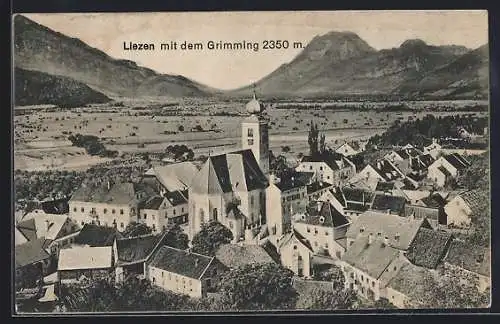 AK Liezen, Teilansicht mit Kirche und dem Grimming