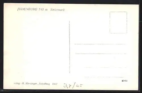 AK Judenburg, Totalansicht mit Rathaus- und Kirchturm