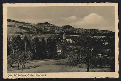 AK Gams bei Frauenthal, Ortspartie mit Kirche