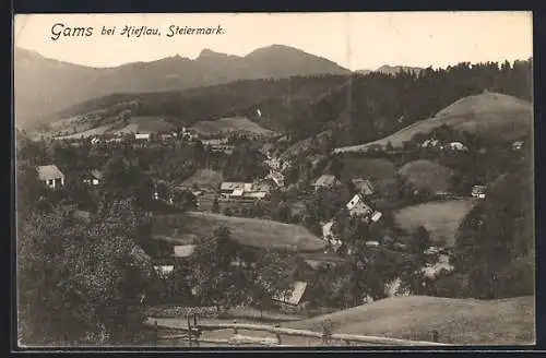 AK Gams, Blick von einer Anhöhe auf den Ort