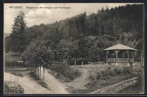 AK Aflenz, Eingang zu den Anlagen und Tennisplatz