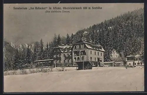 AK Aflenz /Obersteiermark, Sanatorium Am Hofacker im Schnee