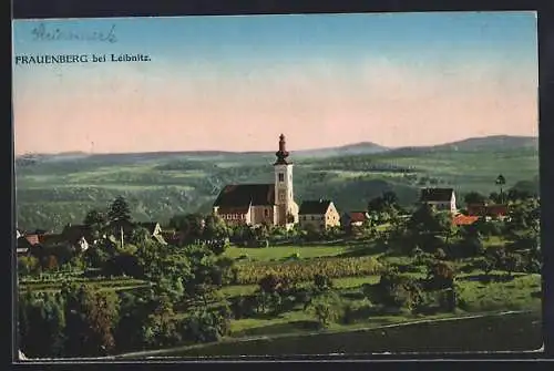 AK Frauenberg bei Leibnitz, Panorama mit Kirche